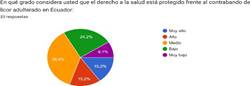 Gráfico de respuestas de formularios. Título de la pregunta:&nbsp;En qué grado considera usted que el derecho a la salud está protegido frente al contrabando de licor adulterado en Ecuador:. Número de respuestas:&nbsp;33 respuestas.